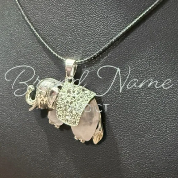 Rose Quartz Silver Toned Elephant Necklace - Picture 3 of 6
